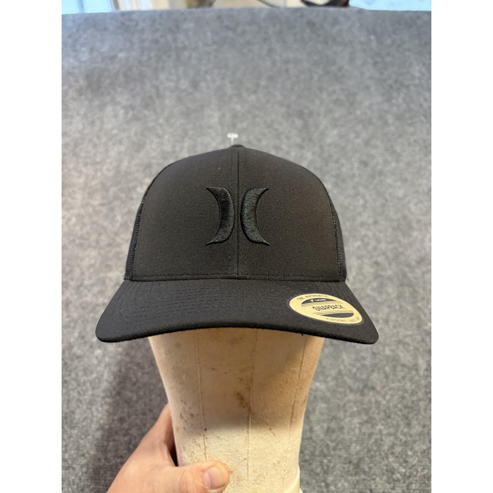 Hurley Hat Cap Snap Back One Size Black Mesh Trucker Del Mar TRKR Mens Beach